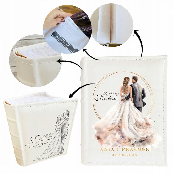 ALBUM na ZDJĘCIA ślubne 300 zdj PAMIĄTKA ŚLUBU wesela WZORY nadruk UV IMIĘ