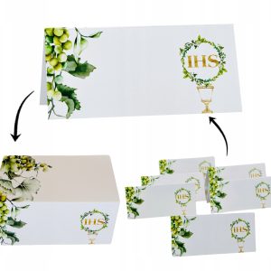 WINIETKI wizytówki bileciki na stół Pierwsza KOMUNIA Święta winogrono 10szt