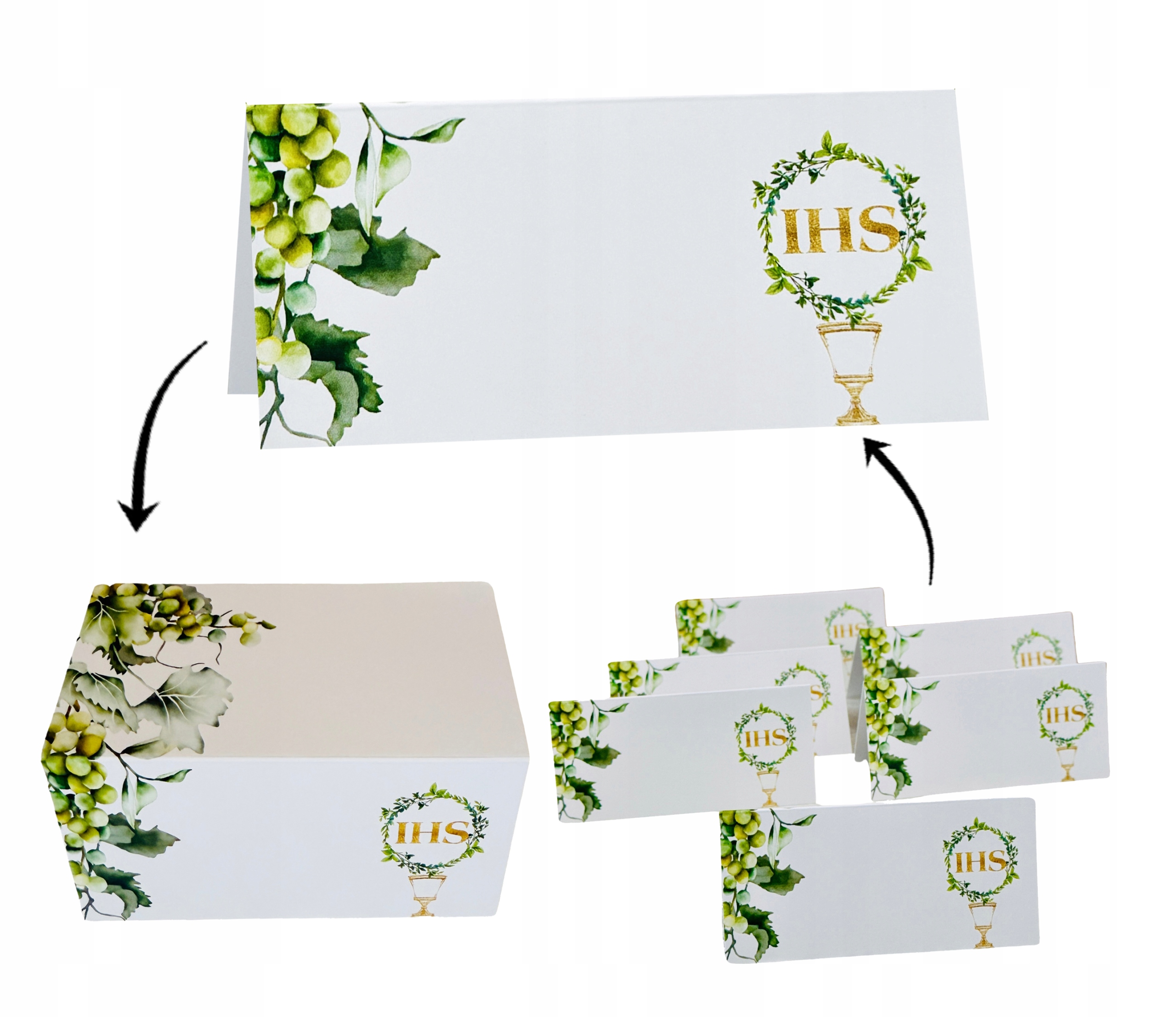 WINIETKI wizytówki bileciki na stół Pierwsza KOMUNIA Święta winogrono 10szt