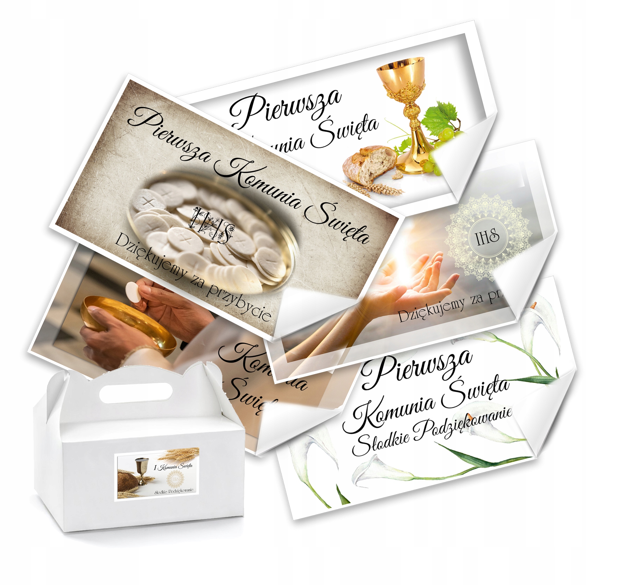 Naklejki etykiety na ciasto PIERWSZA KOMUNIA podziękowanie komunijne