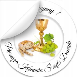 Naklejki etykiety na ciasto KOMUNIA komunijne IMIĘ