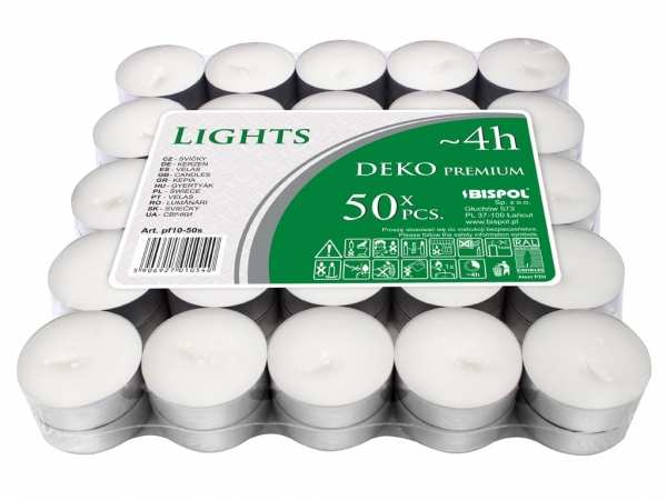 Podgrzewacze świeczki tea lighty BIAŁE 50szt