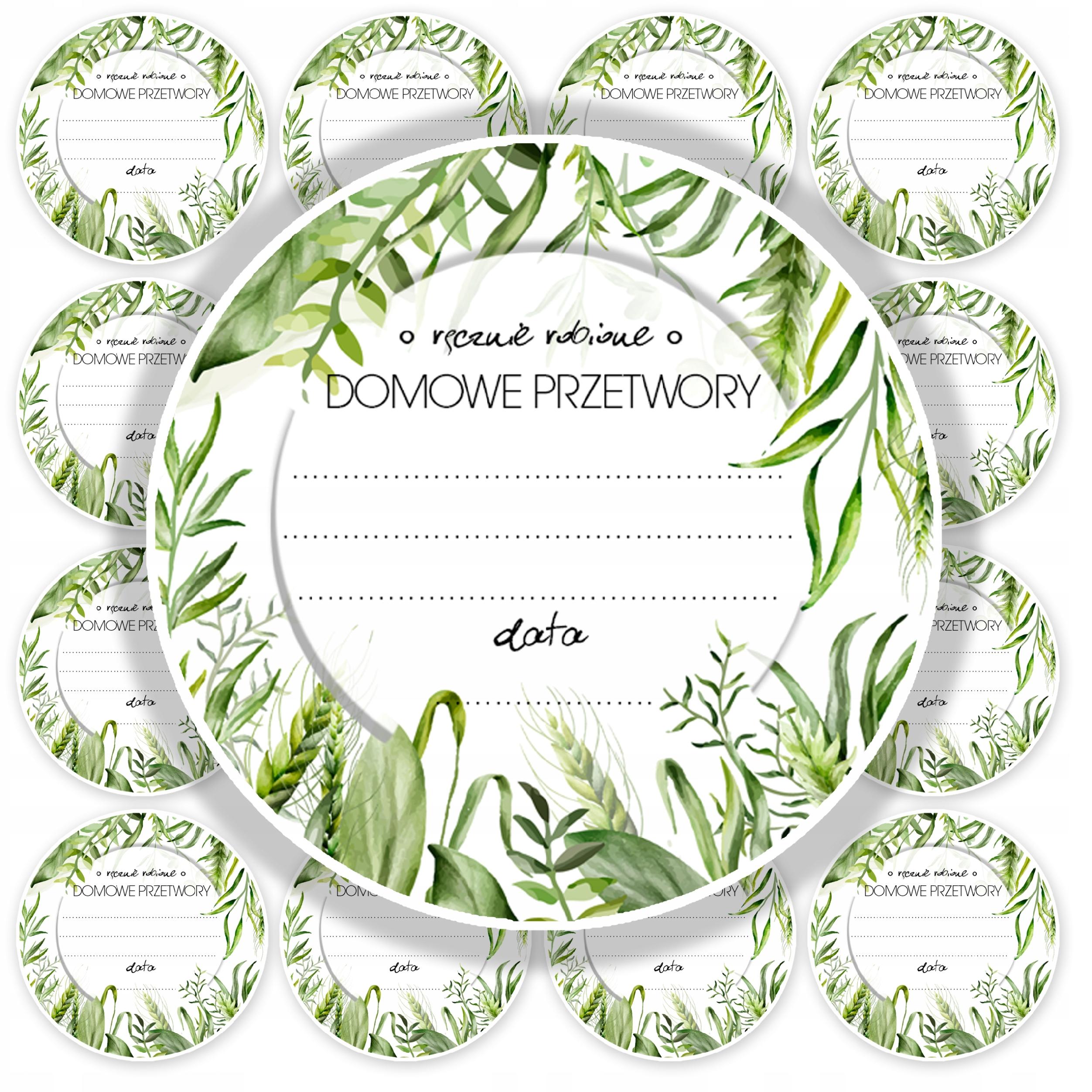 ETYKIETY NA SŁOIKI NAKLEJKI PRZETWORY DŻEM 50szt