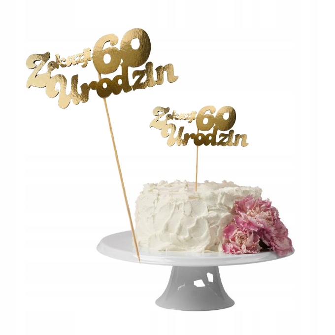 TOPPER na tort 60 urodziny ZŁOTY toper z okazji 60 urodzin dekoracja