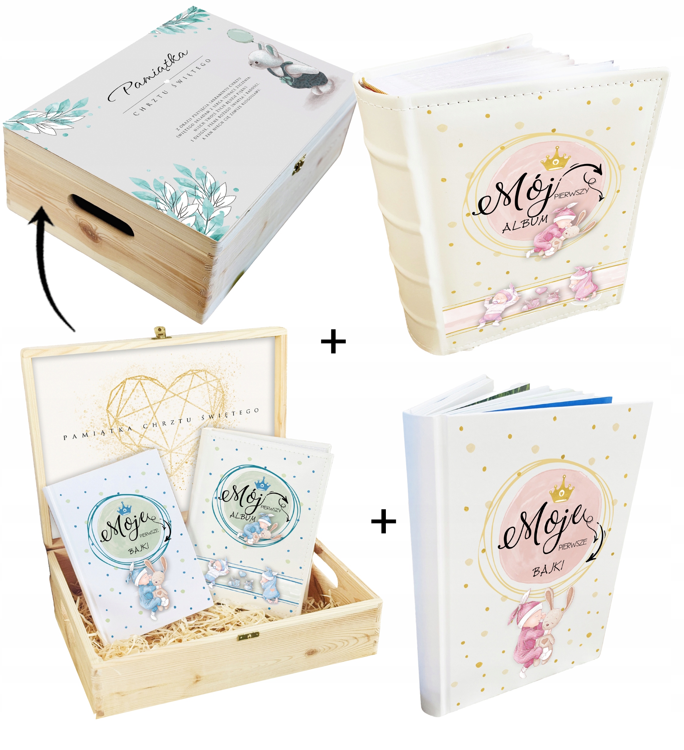 PAMIĄTKA CHRZTU ŚWIĘTEGO prezent DUŻA SKRZYNIA + BAJKI + ALBUM na zdjęcia