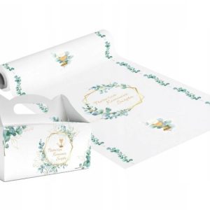 Zestaw Pudełka na ciasto ciasta KOMUNIA IHS 10 szt + BIEŻNIK 5m