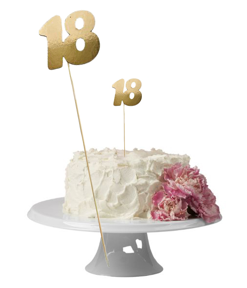 TOPPER na tort 18 ZŁOTY OSIEMNASTKA liczba 18 URODZINY dekoracja błyszczący