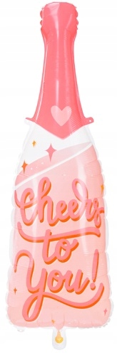 Balon foliowy w kształcie szampana PartyDeco Cheers to You różowy