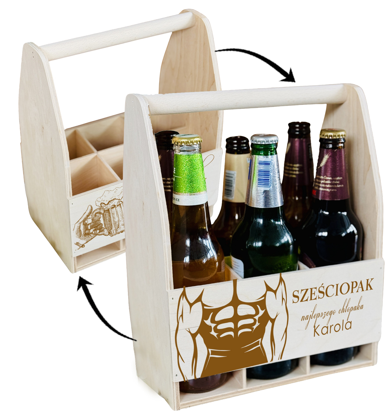 PREZENT upominek Na Dzień CHŁOPAKA SKRZYNKA NA PIWO nosidło z grawerem