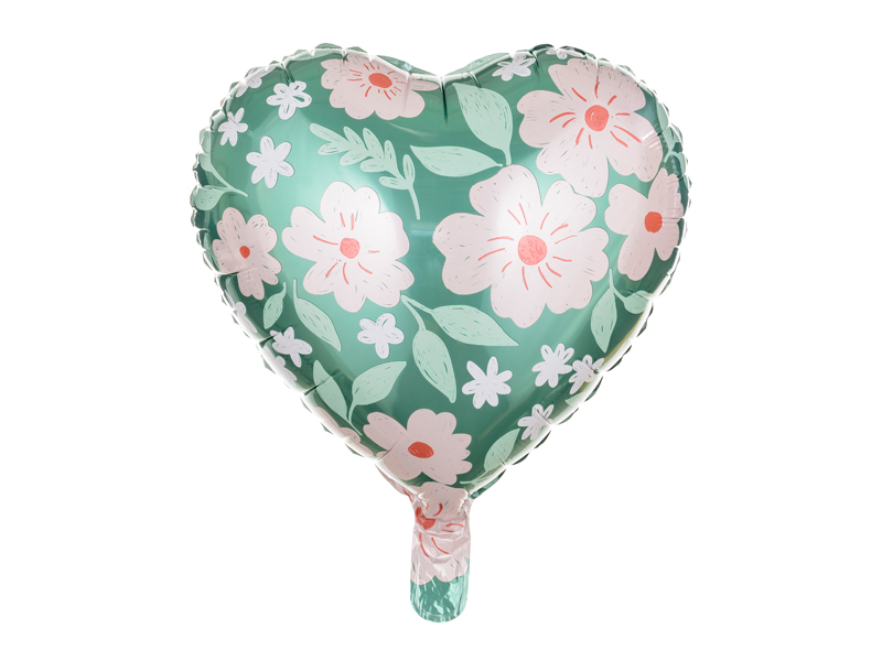Balony, Balon foliowy Serce w kwiaty, 45 cm HEL,