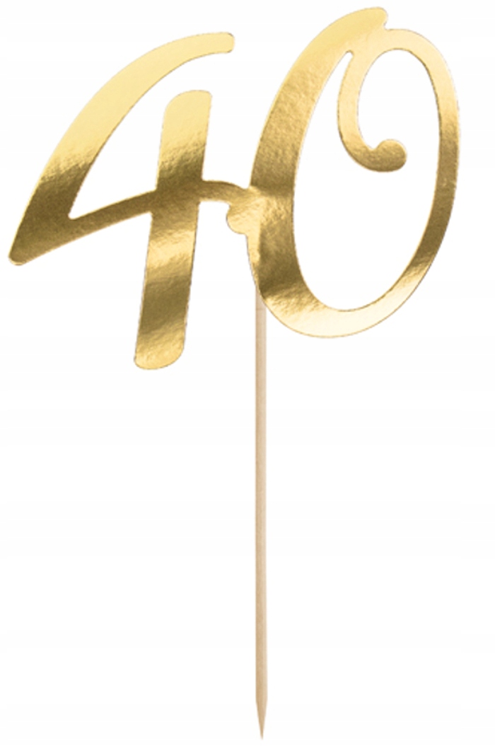 Topper PartyDeco liczba 40 20,5 cm złoty