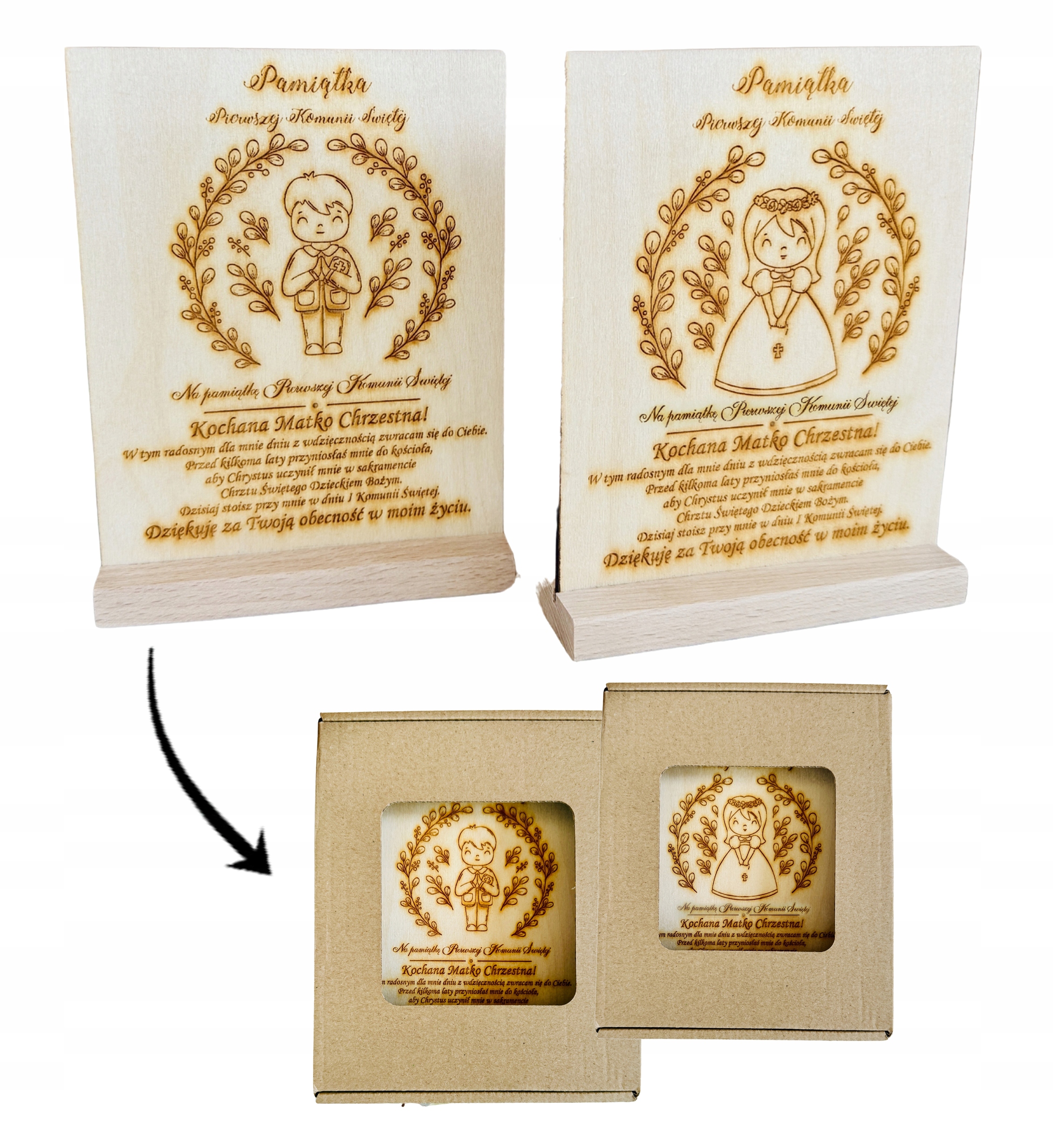 PODZIĘKOWANIE upominek dla Matki Chrzestnej Ojca Chrzestnego Komunia Święta