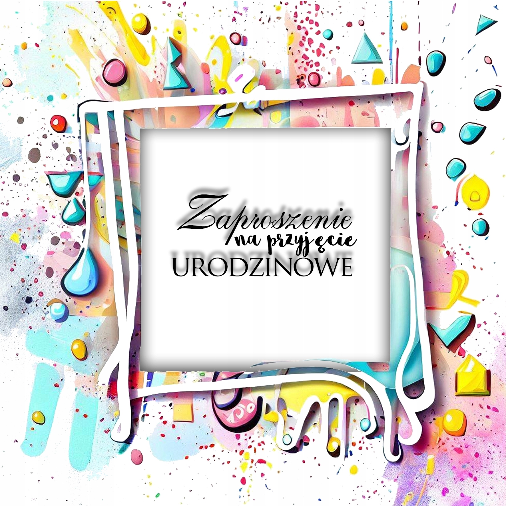 Zaproszenie na URODZINY dla nastolatki dziecka Urodzinki KOLOROWE z kopertą