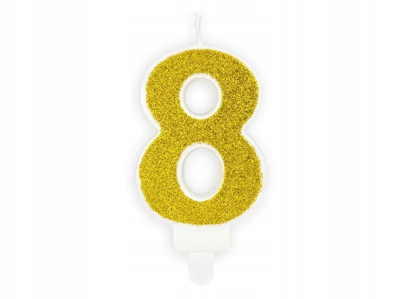 Świeczka urodzinowa świeczki cyferki numerki 8 złota ZŁOTO