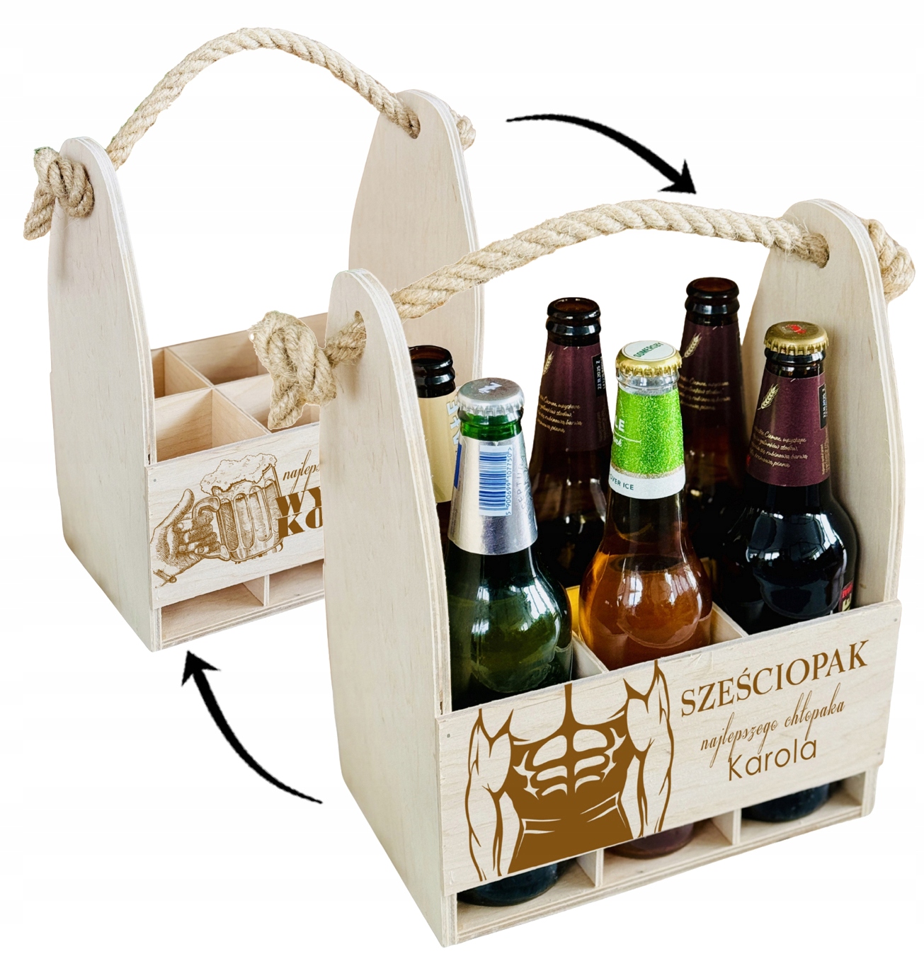 PREZENT upominek Na Dzień CHŁOPAKA NOSIDŁO NA PIWO skrzynka sznur + GRAWER