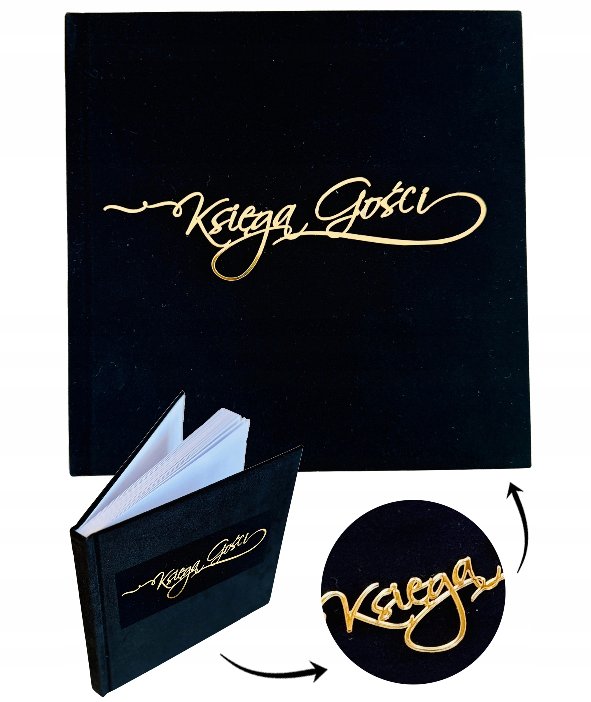 KSIĘGA GOŚCI weselnych WELUROWA czarna album BIAŁE KARTKI PAMIĄTKA ŚLUBU