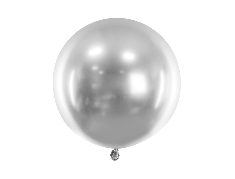 Balon okrągły MEGA 60 cm balon GIGANT SREBRNY GLOSSY ! CHROMOWANY SREBRO