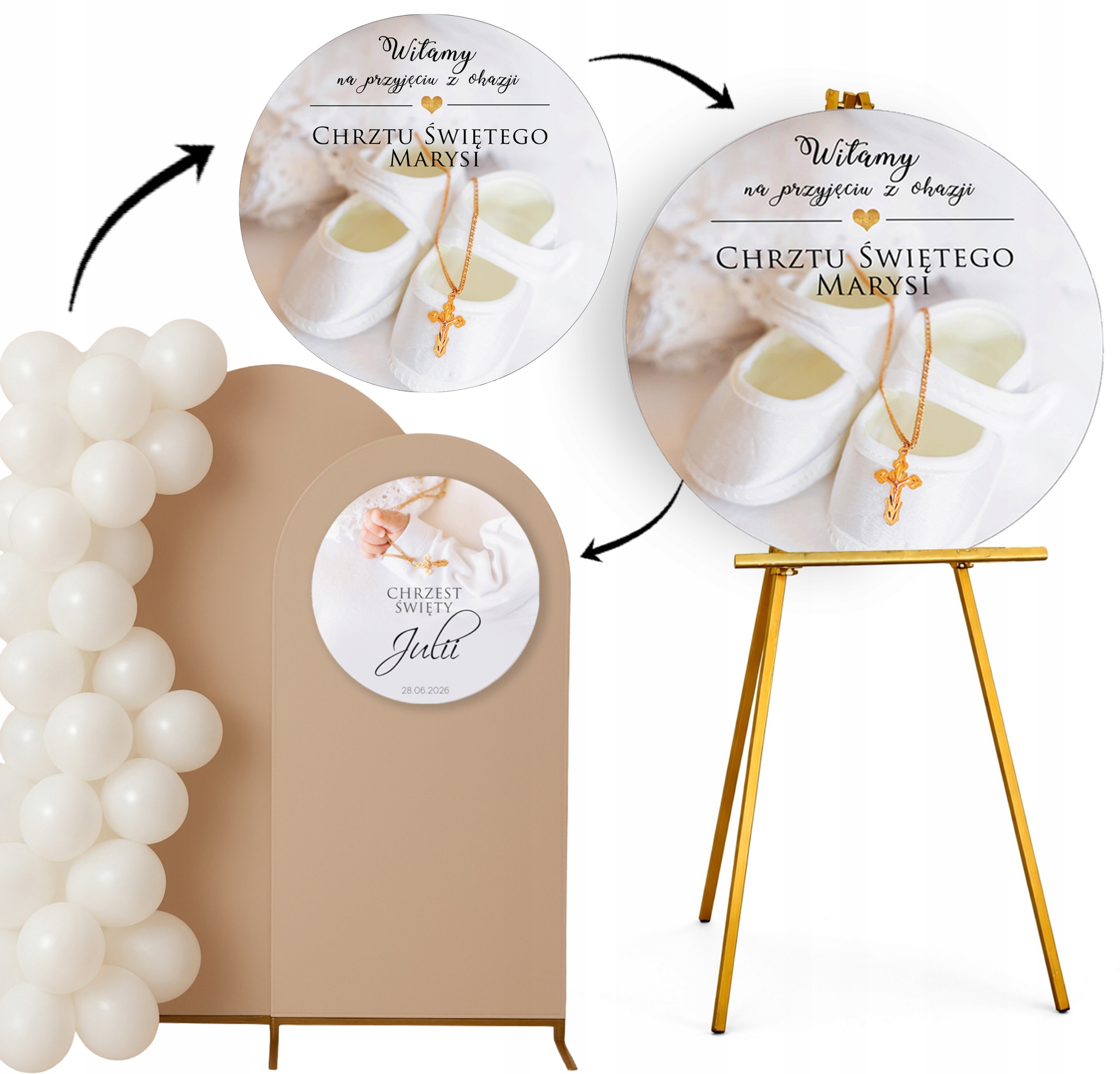 PLAKAT POWITALNY tablica na CHRZEST ŚWIĘTY na sztalugę ściankę OKRĄGŁA DUŻA