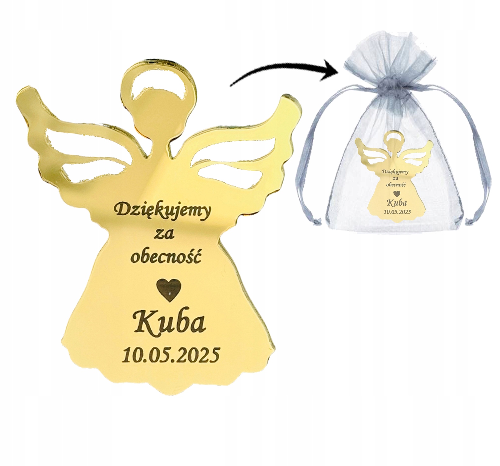 PODZIĘKOWANIE UPOMINEK dla Gości KOMUNIA Święta ZAWIESZKA Błyszczące SERCE