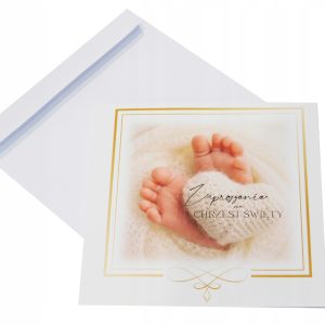 Zaproszenia na Chrzest Święty Chrzciny 5szt STÓPKI