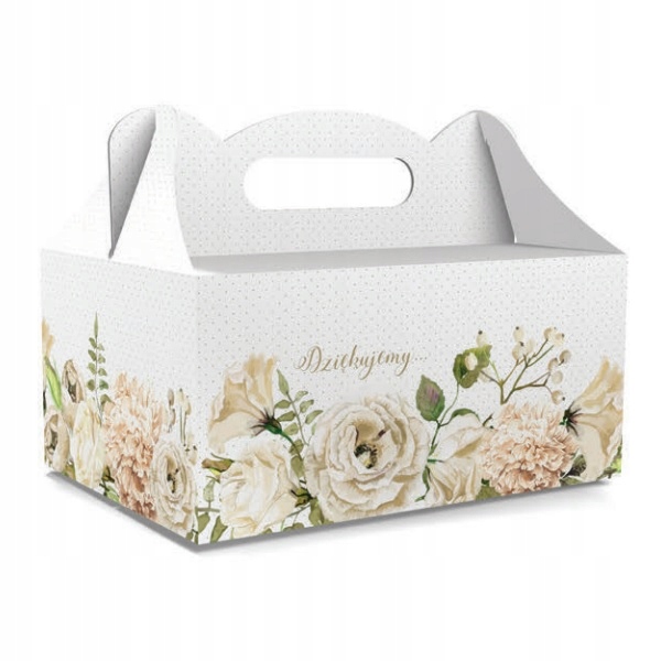 Pudełko na ciasto weselne beże i brązy 1szt