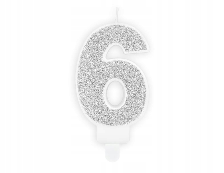 Świeczka urodzinowa świeczki cyferki numerki 6 SREBRNY srebro