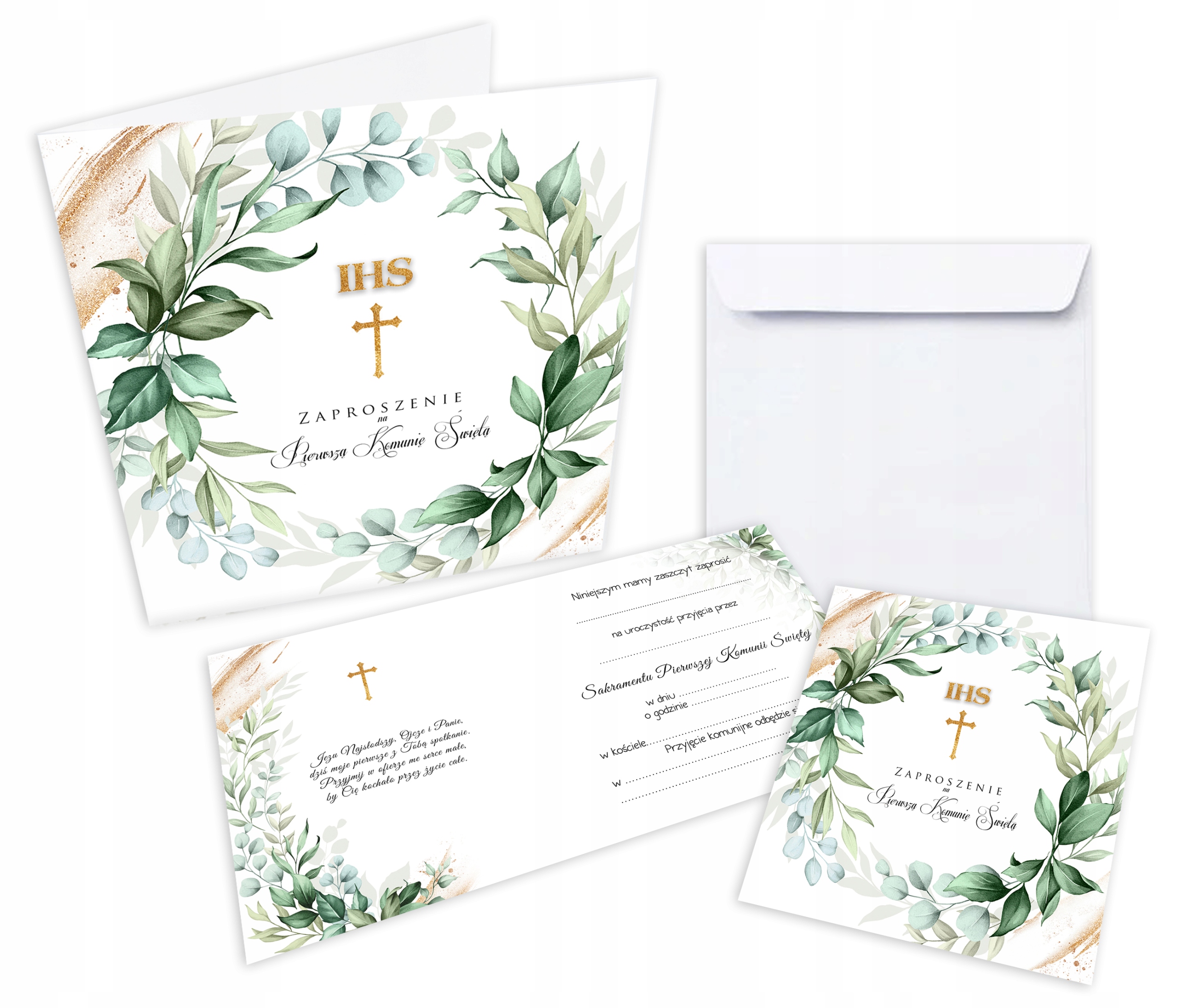 ZAPROSZENIE zaproszenia na Pierwszą Komunię Świętą KOMUNIJNE WIENIEC 5 szt