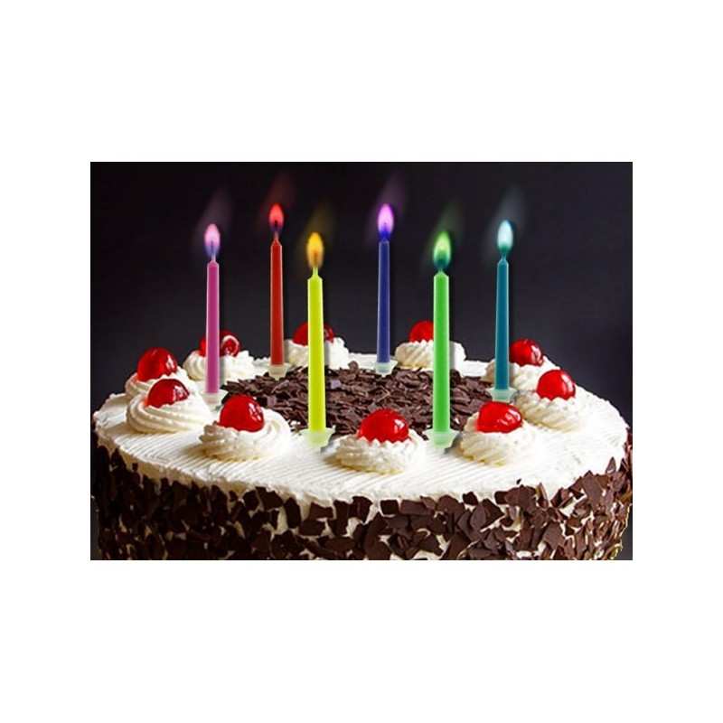 Świeczki urodzinowe kolorowy płomień 6 szt