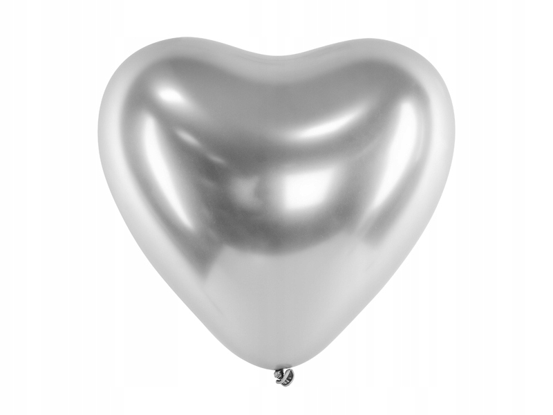 Balony serca mega srebrne GLOSSY 10 szt BALONIKI