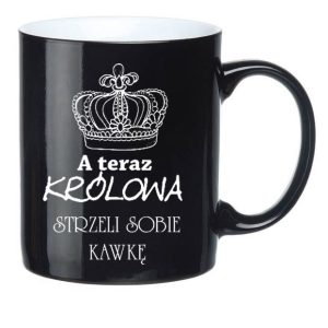 Kubek z IMIENIEM grawerem nadrukiem biały z logo CZARNY prezent imieniny święta