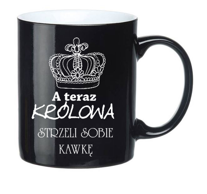Kubek z IMIENIEM grawerem nadrukiem biały z logo CZARNY prezent imieniny święta