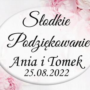 Etykiety naklejki na ciasto wesele ślub Z IMIONAMI