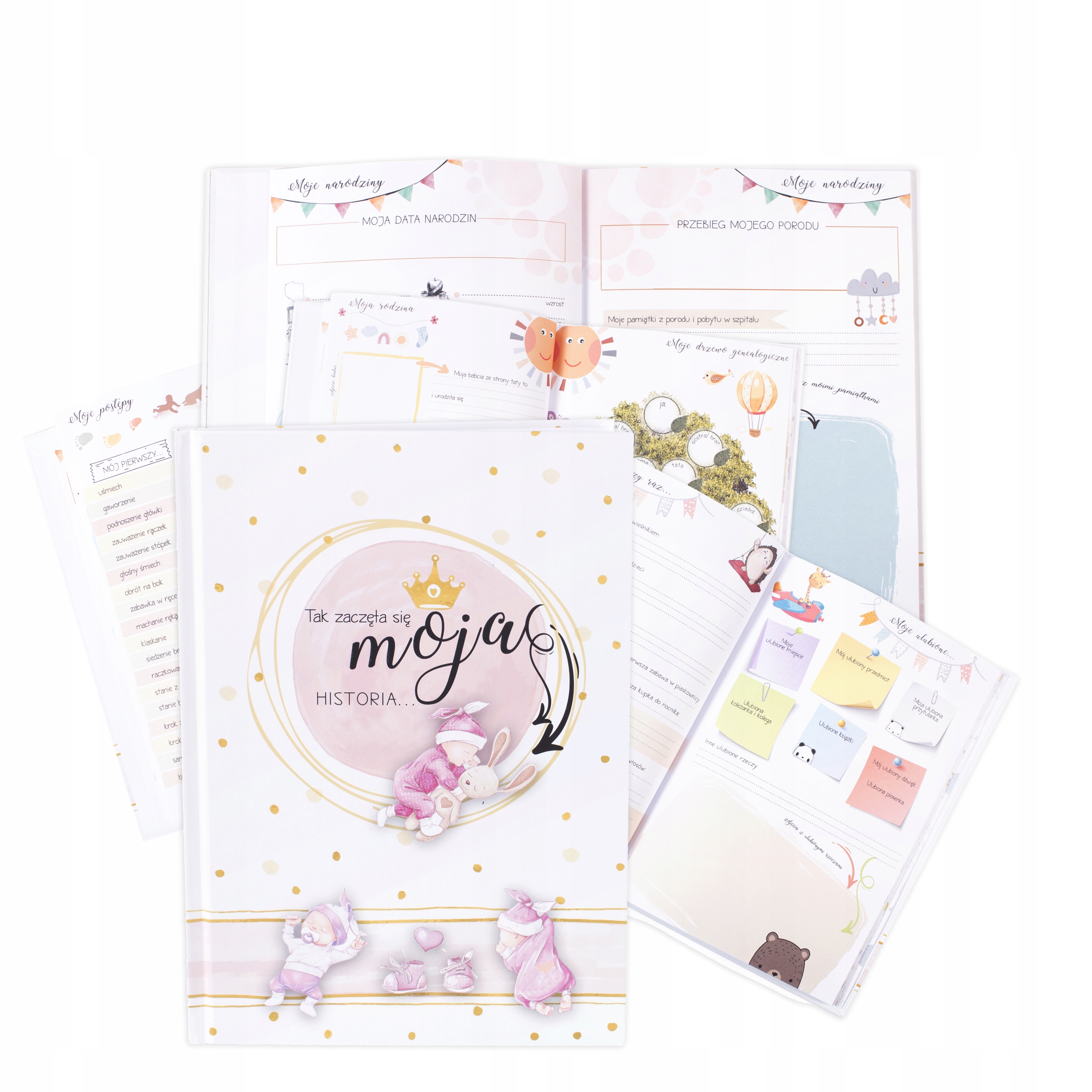 Pierwsza książka o mnie album dziecka narodziny roczek Pamiątka Chrztu