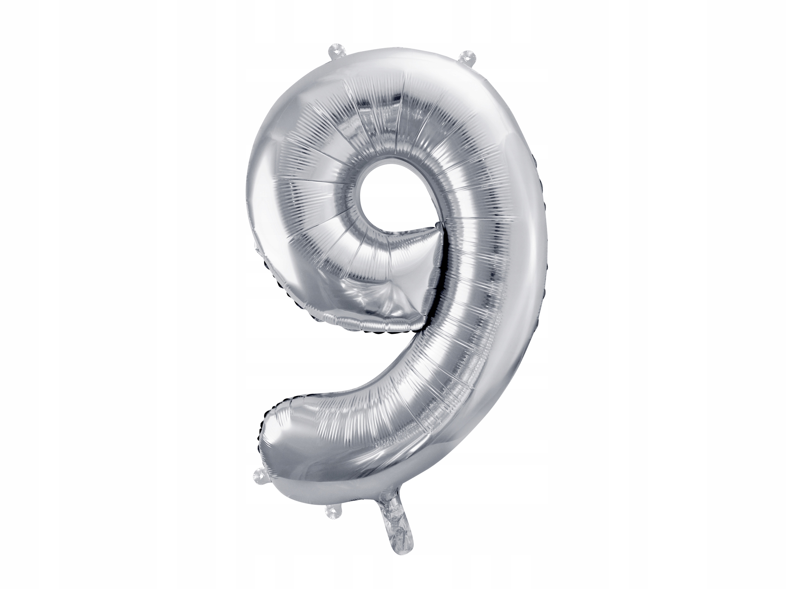 Balon foliowy PartyDeco srebrny cyfra 9 86 cm