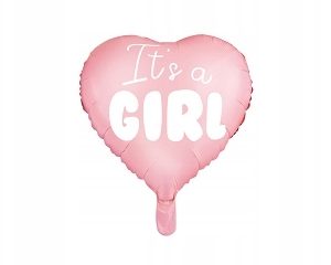 Balon foliowy foliowe SERCE urodziny IT's a GIRL