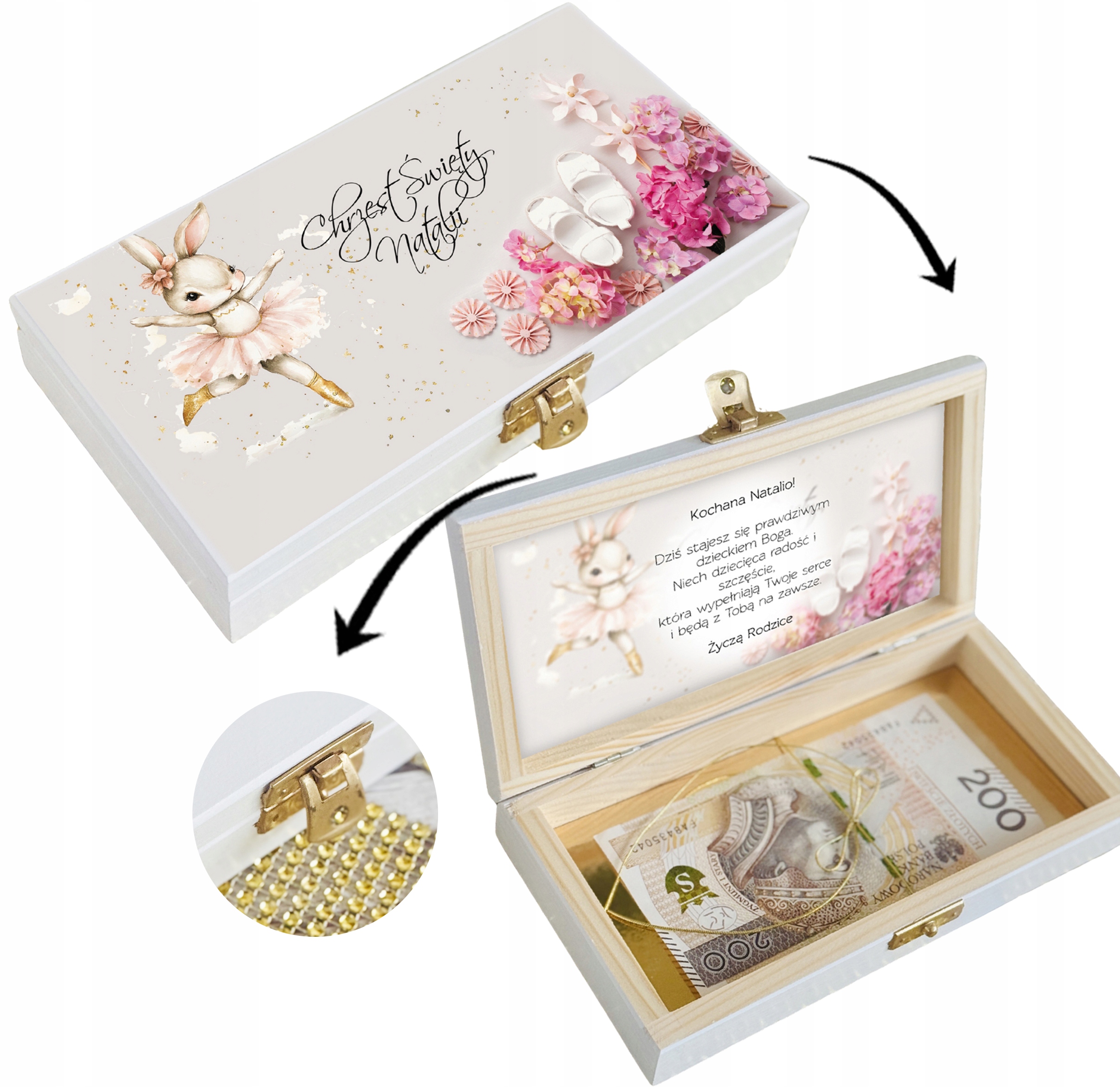 PAMIĄTKA z okazji CHRZTU ŚWIĘTEGO SZKATUŁKA pudełko PERSONALIZOWANA nadruk