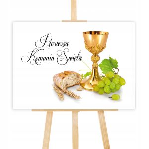 Plakat Komunijny na Pierwszą Komunię dekoracja tło plansza komunijna