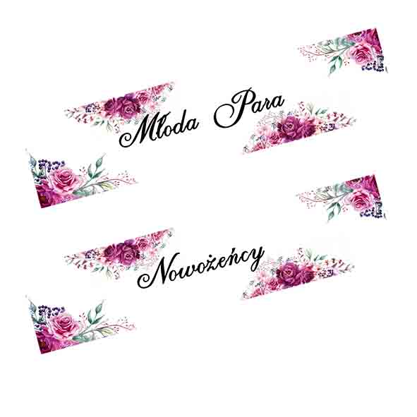 Tablice ślubne na samochód z motywem w kolorze fuksji