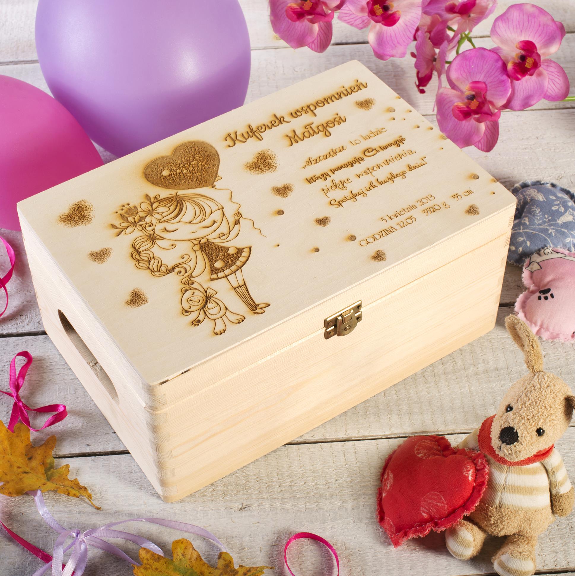 Duży Kuferek wspomnień Pudełko na CHRZEST roczek