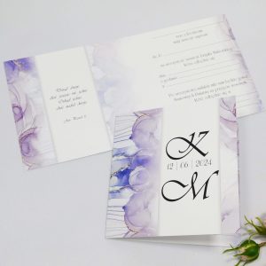 Liliowe zaproszenia ślubne - wzór 7