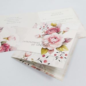 Nowoczesne minimalistyczne zaproszenie ślubne z prostym układem i bielą