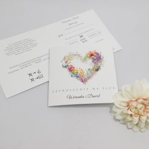 Delikatne Zaproszenia Ślubne kwiatowe serce