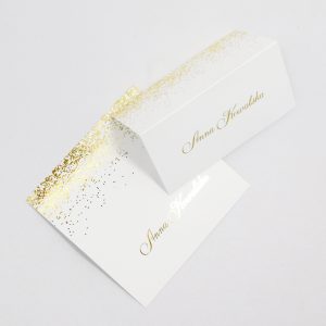 Pozłacane biało złote winietki wizytówki dla Gości 16 sztuk