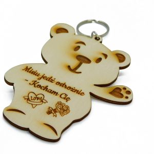 Zawieszka z grawerem Misiu jedź ostrożnie