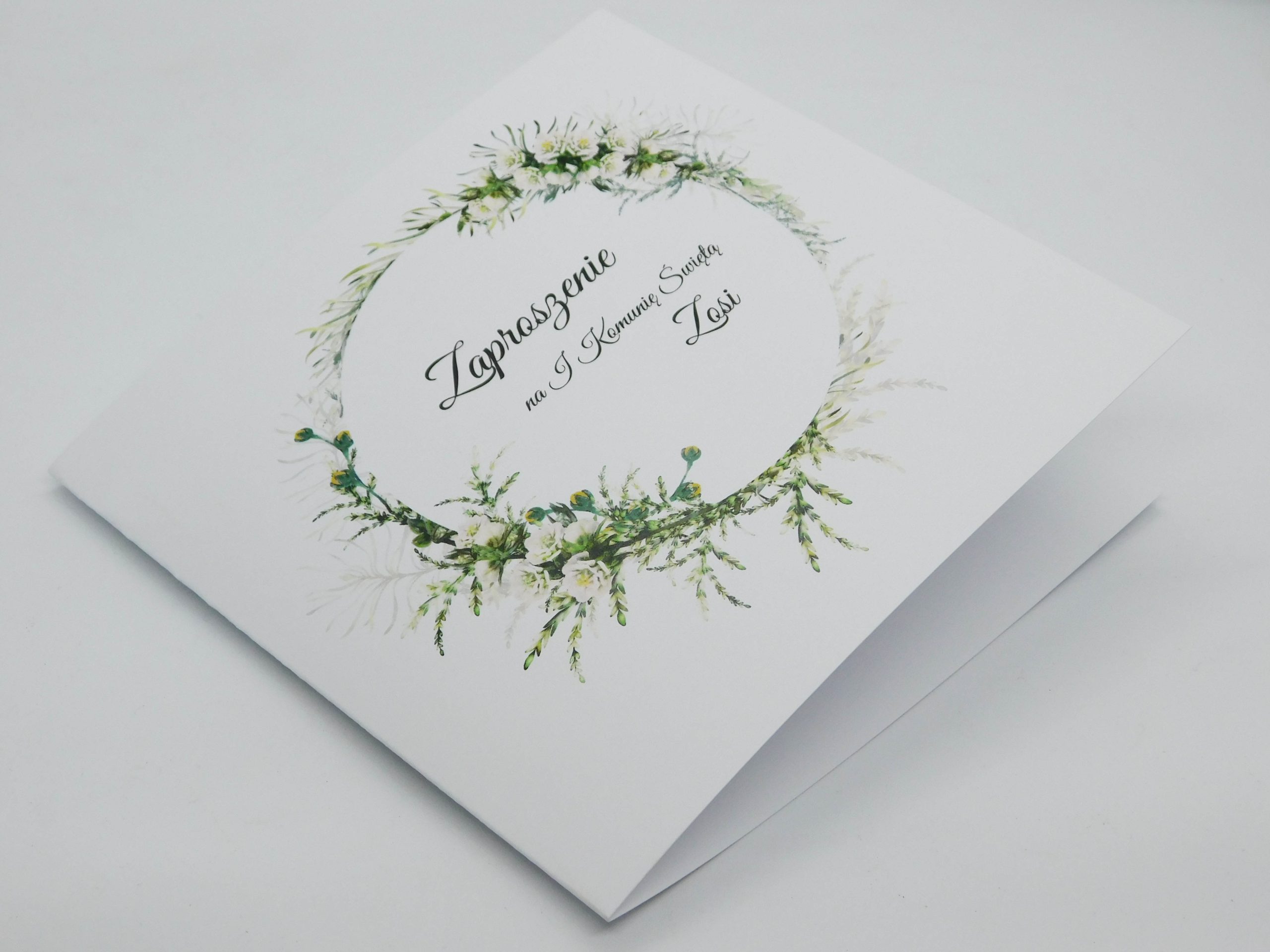 Zaproszenie Komunijne zaproszenia na I Komunię Świętą z wianuszkiem