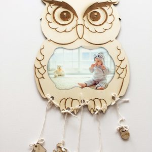 Ramka SÓWKA z grawerem metryczki prezent na CHRZEST ŚWIĘTY