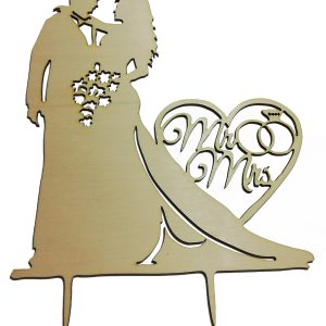 Figurka Topper toper na tort ślubny DREWNIANY wzór MR&MRS