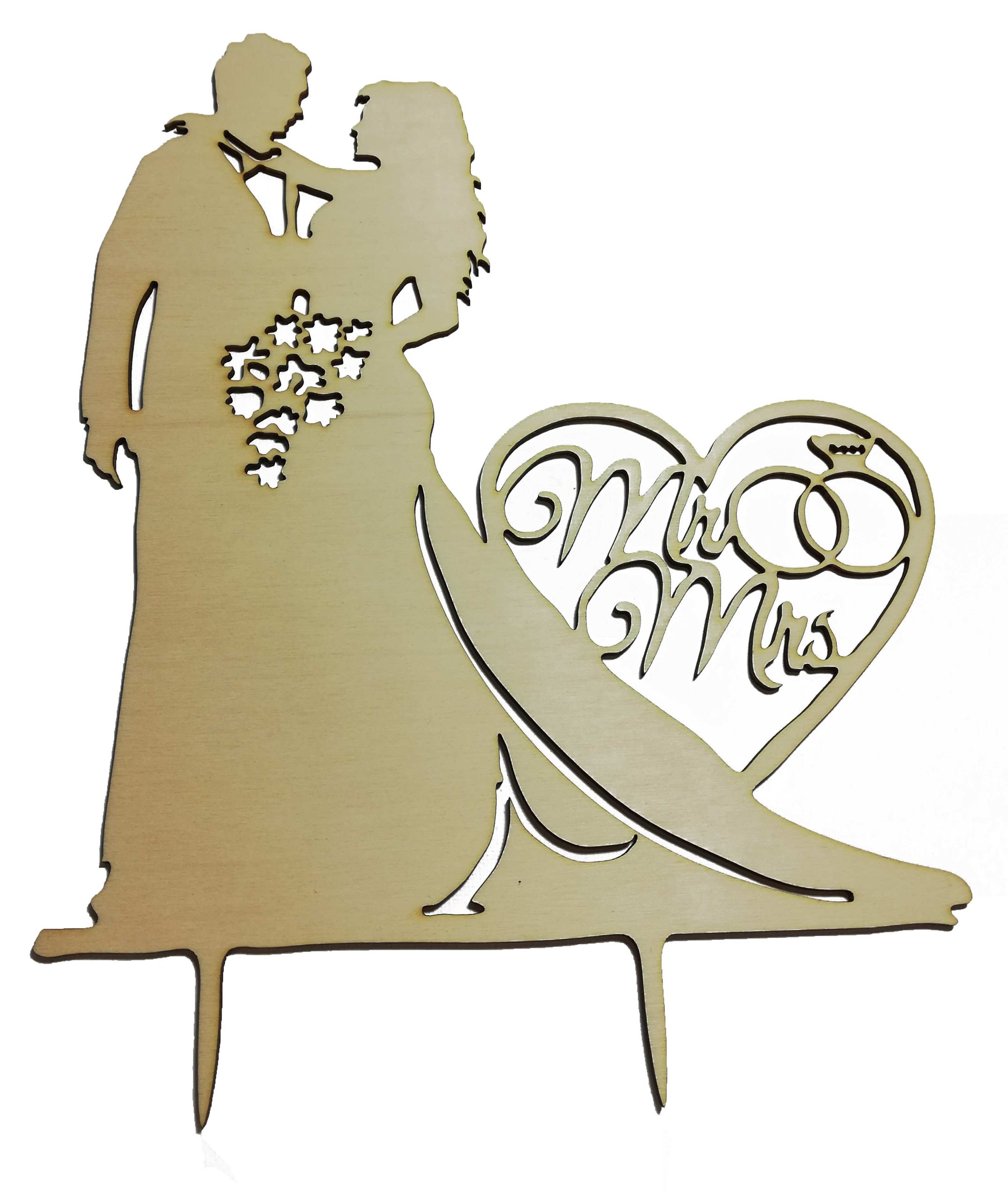 Figurka Topper toper na tort ślubny DREWNIANY wzór MR&MRS