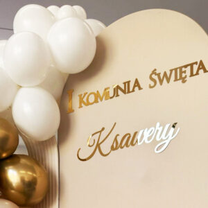 Personalizowany napis na ściankę I Komunia Święta z imieniem złoty, srebrny, gold rose