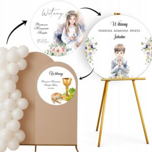 PLAKAT POWITALNY tablica na KOMUNIĘ ŚWIĘTĄ na sztalugę ściankę OKRĄGŁA DUŻA